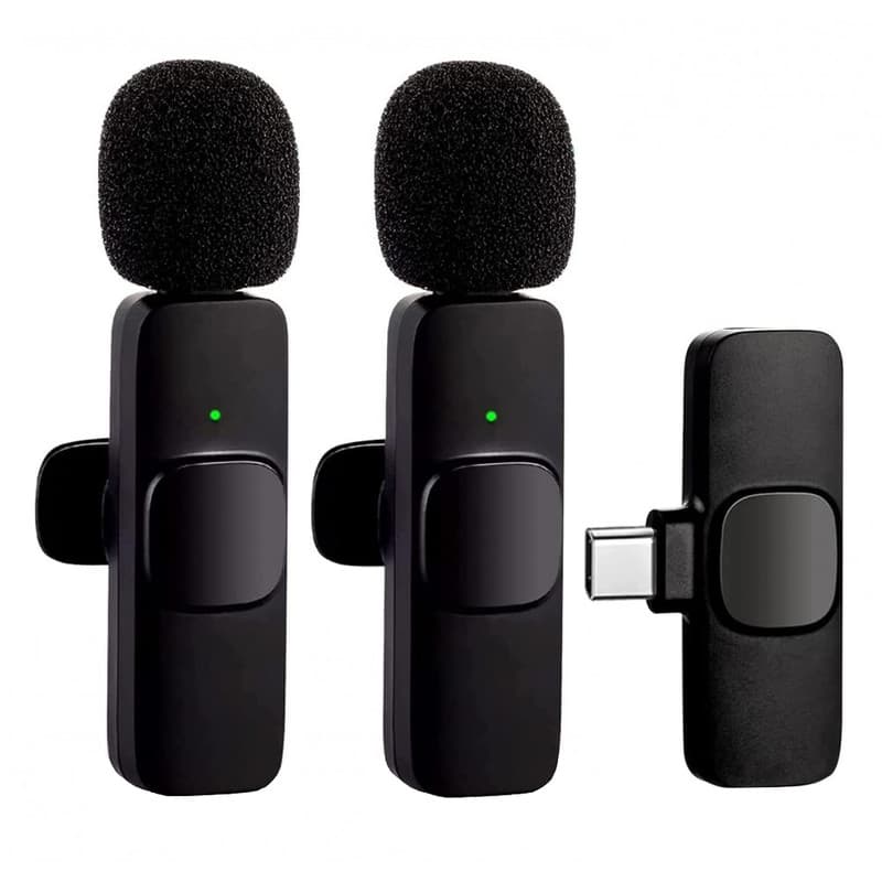  میکروفن یقه ای بی سیم تایپ سی و لایتنینگ  مدل K9 دو کاربر