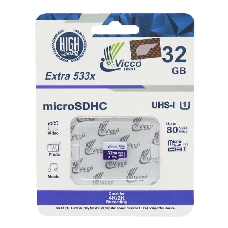 کارت حافظه micro SDHC ویکومن مدل Extra U1 80MB/s ظرفیت 32 گیگابایت + گارانتی مادام العمر