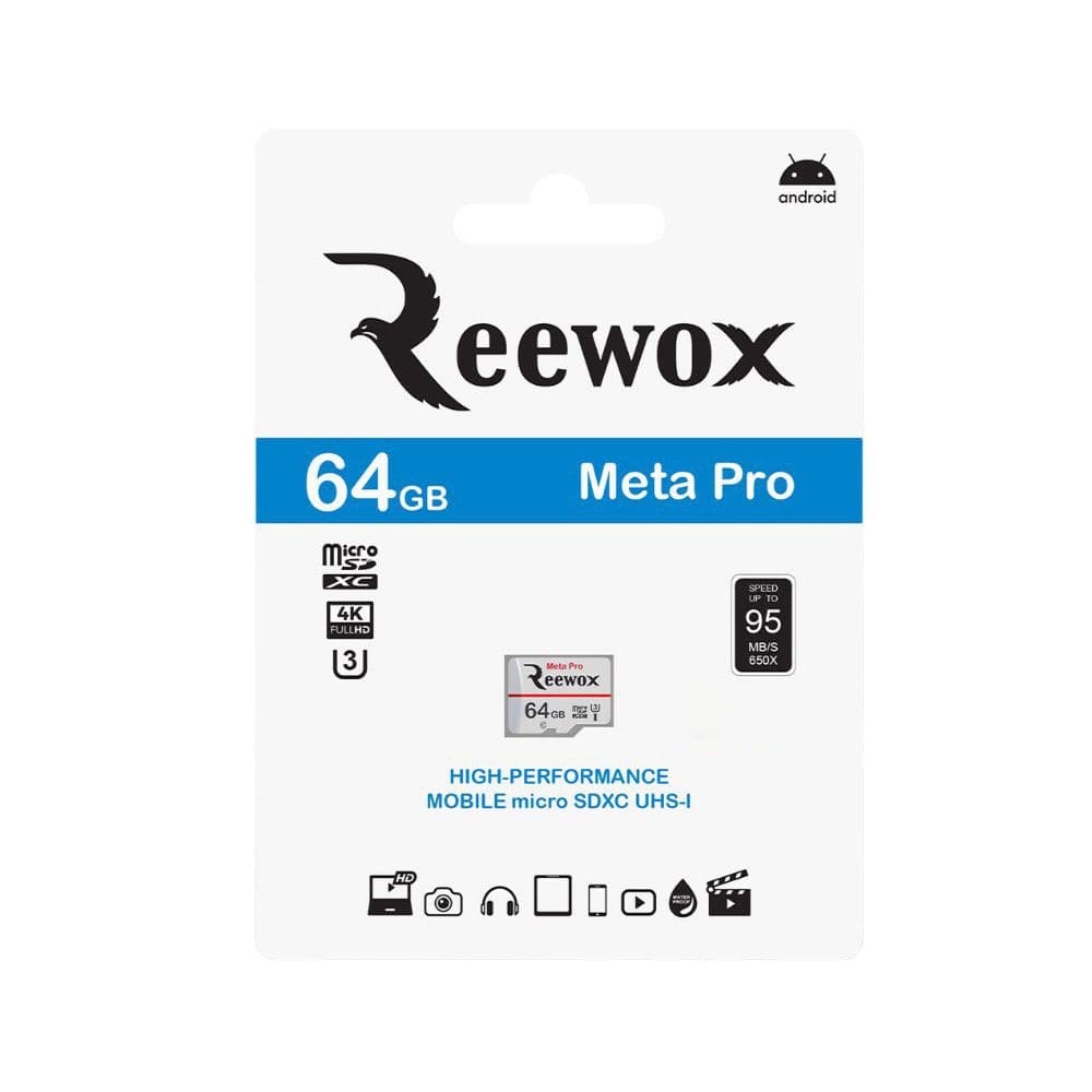 کارت حافظه micro SDXC ریوکس مدل Meta Pro 650x U3 95MB/s ظرفیت 64 گیگابایت + گارانتی مادام العمر