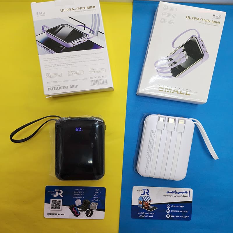 پاوربانک Small مدل Ultra-Thin Mini با ظرفیت 10000mAh توان 22.5 وات و نمایشگر LCD + چهار کابل سرخود
