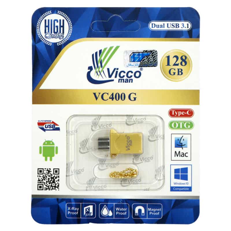 فلش مموری ویکومن مدل VC400 OTG Type-C USB3.1 ظرفیت 128 گیگابایت + گارانتی مادام العمر 