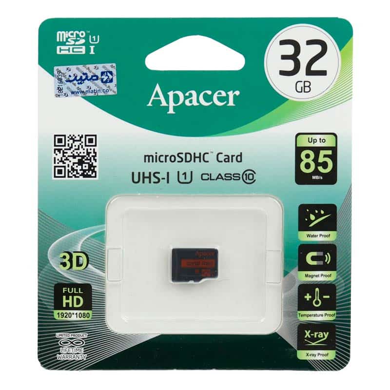 کارت حافظه micro SDHC اپیسر مدل R85 U1 C10 85MB/s ظرفیت 32 گیگابایت + گارانتی مادام العمر متین