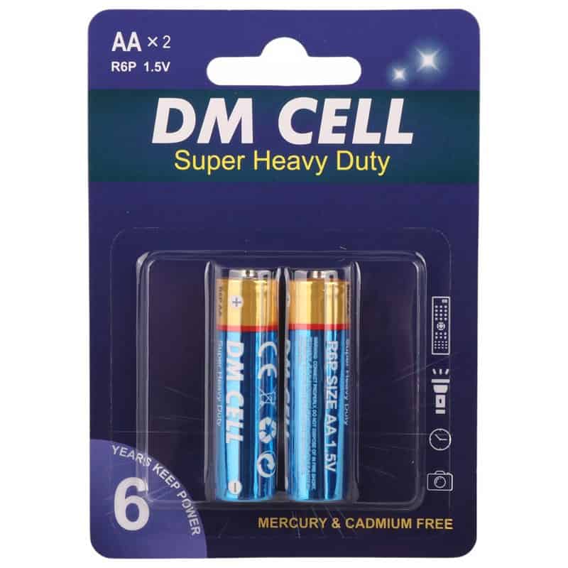 باتری دوتایی قلمی DM CELL 1.5V AA مدل Super Heavy Duty