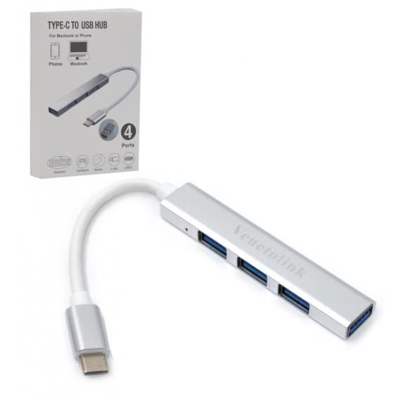 هاب 4 پورت تایپ سی به USB3.0 فلزی 