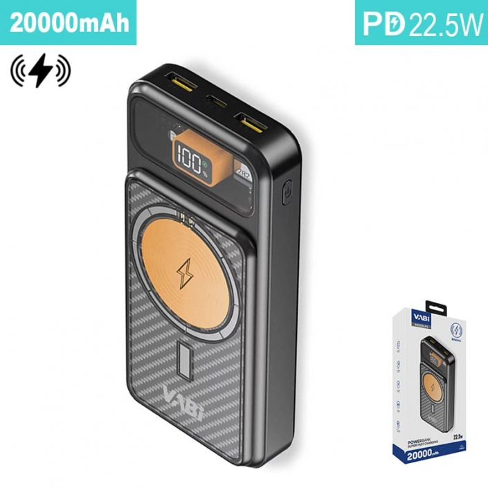 پاوربانک سوپرفست  اورجینال VABI مدل P5 ظرفیت 20000 میلی آمپر + شارژ وایرلس