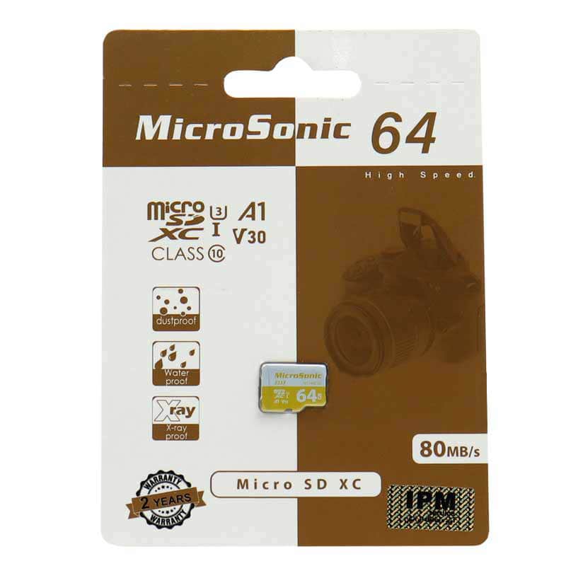 کارت حافظه micro SDXC میکروسونیک مدل MicroSonic 533X A1 V30 U3 C10 80MB/s ظرفیت 64 گیگابایت + گارانتی