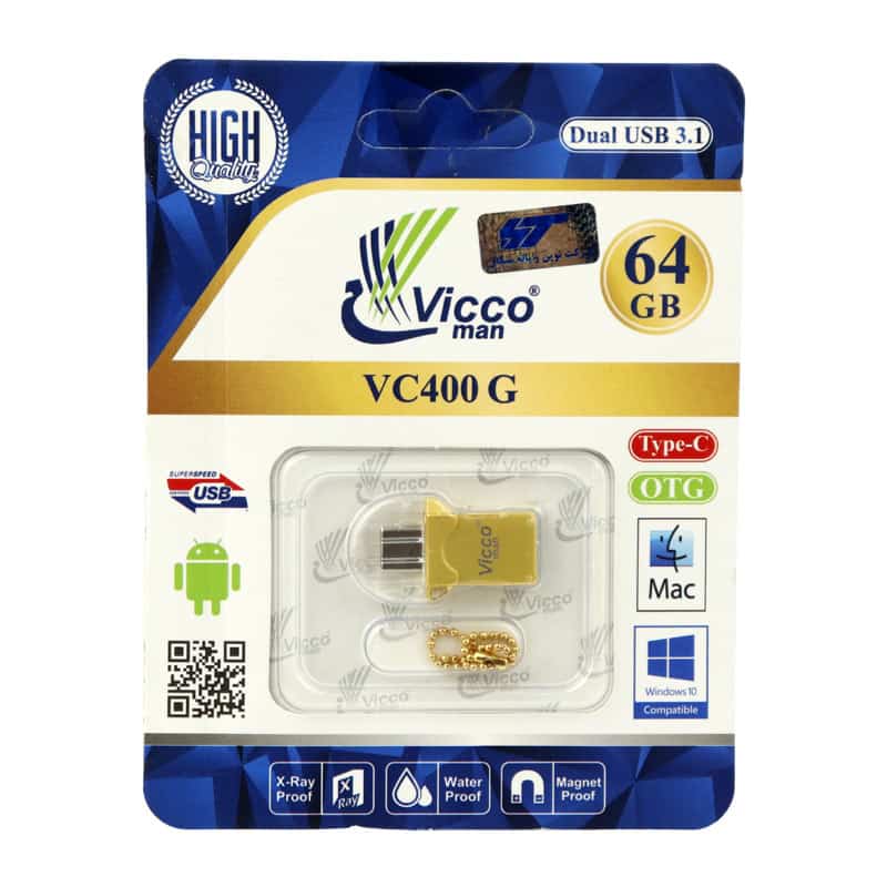 فلش مموری ویکومن مدل VC400 OTG Type-C USB3.1 ظرفیت 64 گیگابایت + گارانتی مادام العمر 