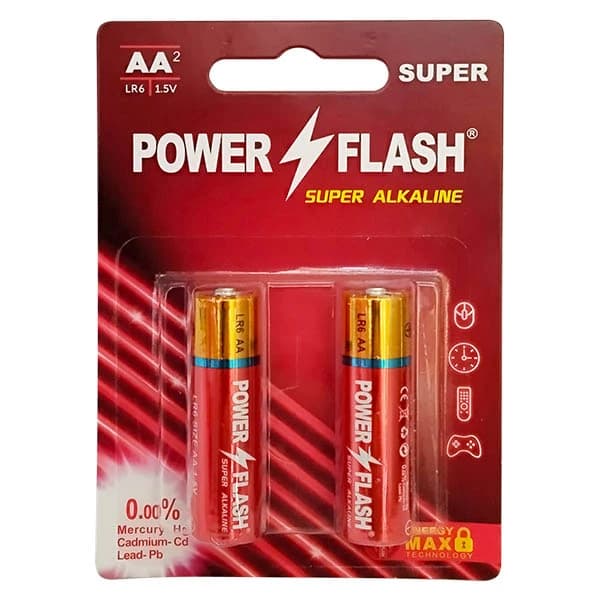 باتری دوتایی قلمی پاور فلش 1.5V AA مدل Super Alkaline  LR6