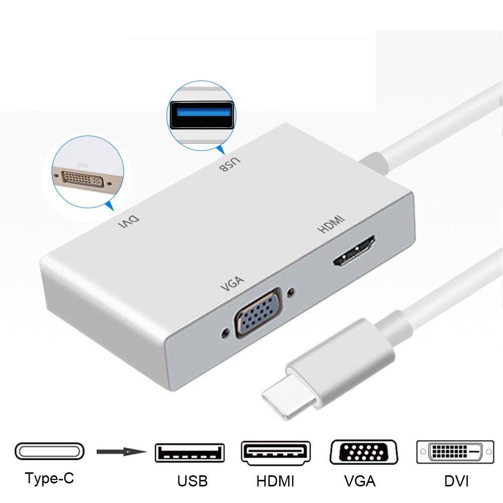 اتصال گوشی به تلویزیون - تبدیل USB- Type c به VGA/ DVI/HDMI/USB مدل MN